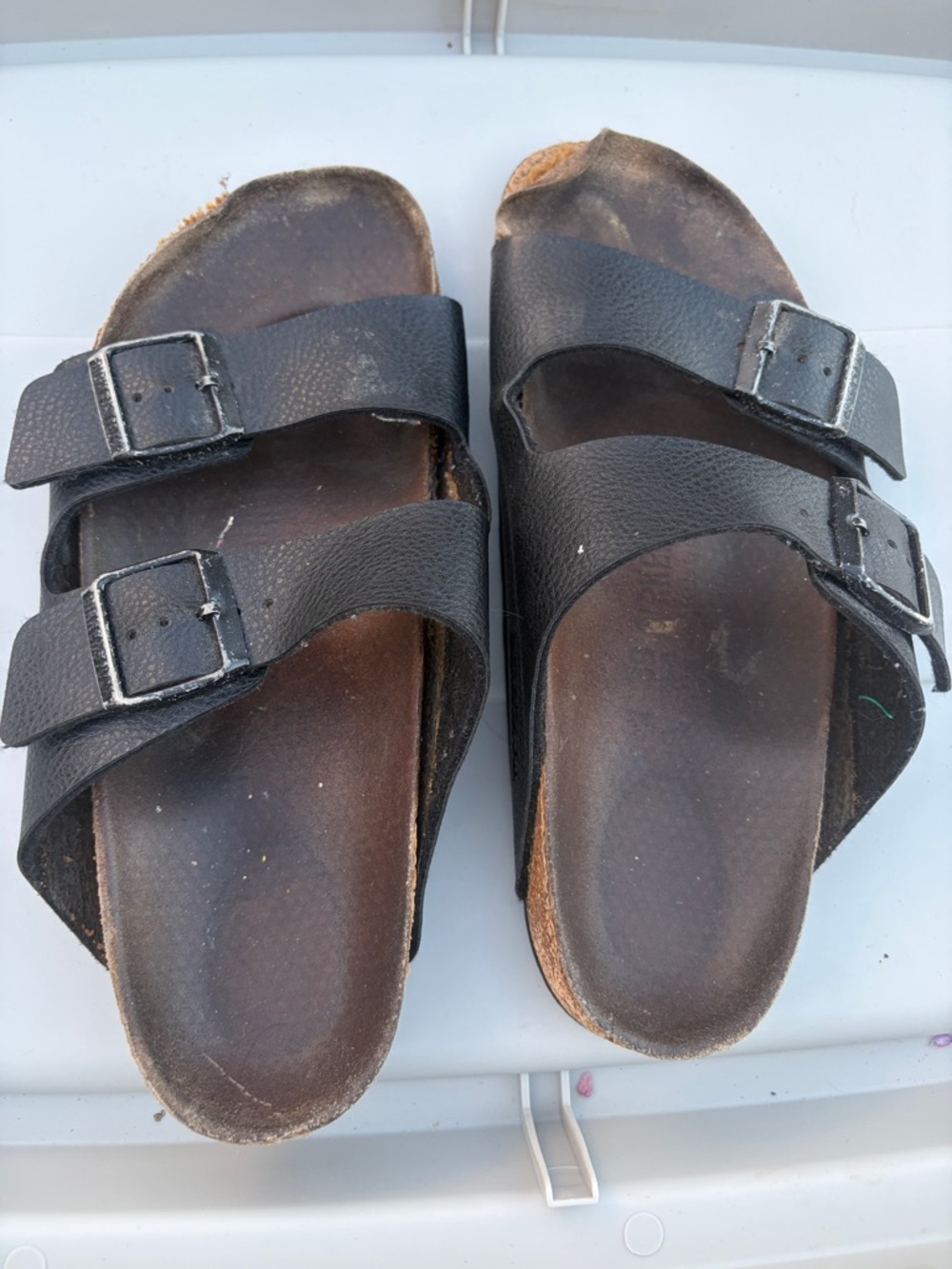 Used Women’s Shoes 7.5 Birkenstock Black Double Buckle Slide Sandals
